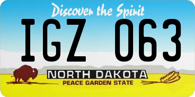 ND license plate IGZ063