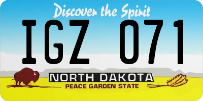 ND license plate IGZ071
