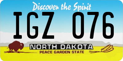 ND license plate IGZ076