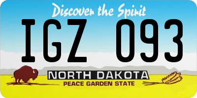 ND license plate IGZ093