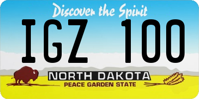 ND license plate IGZ100