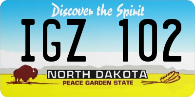 ND license plate IGZ102