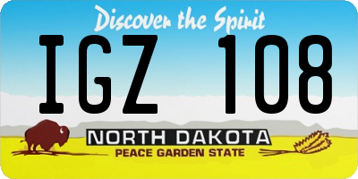 ND license plate IGZ108