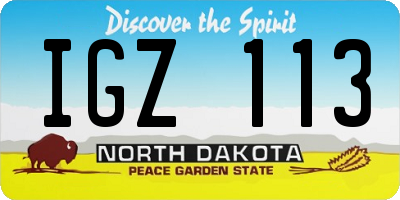 ND license plate IGZ113