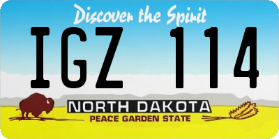 ND license plate IGZ114