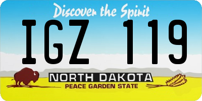 ND license plate IGZ119