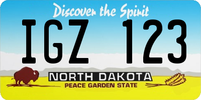 ND license plate IGZ123