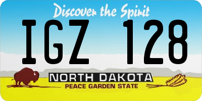 ND license plate IGZ128