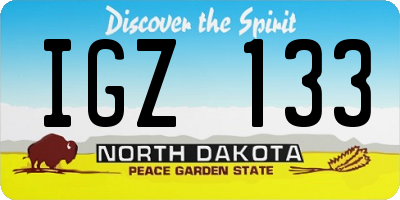 ND license plate IGZ133