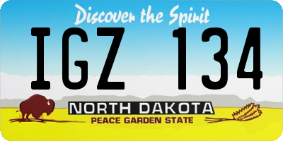 ND license plate IGZ134