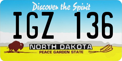 ND license plate IGZ136