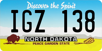 ND license plate IGZ138