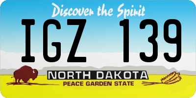 ND license plate IGZ139