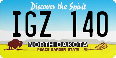 ND license plate IGZ140