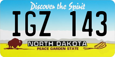 ND license plate IGZ143