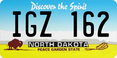 ND license plate IGZ162