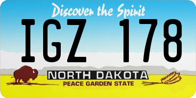 ND license plate IGZ178