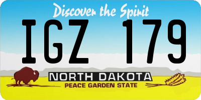 ND license plate IGZ179