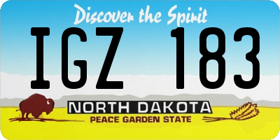 ND license plate IGZ183