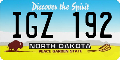 ND license plate IGZ192