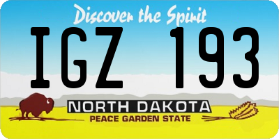 ND license plate IGZ193