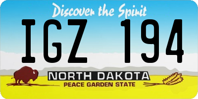 ND license plate IGZ194