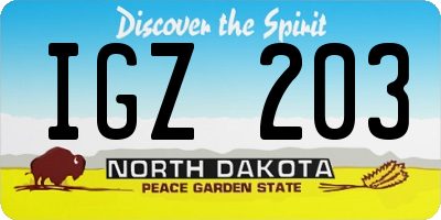 ND license plate IGZ203