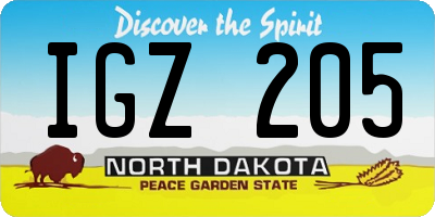 ND license plate IGZ205