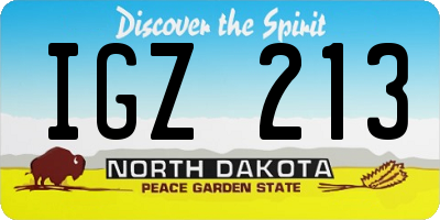 ND license plate IGZ213