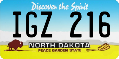 ND license plate IGZ216
