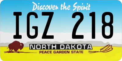 ND license plate IGZ218