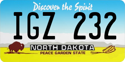 ND license plate IGZ232