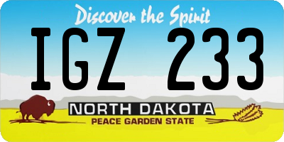 ND license plate IGZ233
