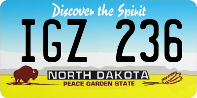 ND license plate IGZ236