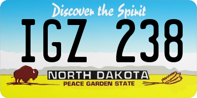 ND license plate IGZ238