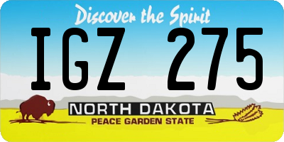 ND license plate IGZ275
