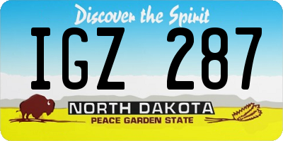 ND license plate IGZ287