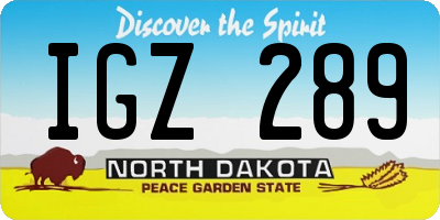 ND license plate IGZ289