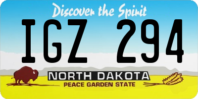 ND license plate IGZ294