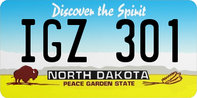 ND license plate IGZ301