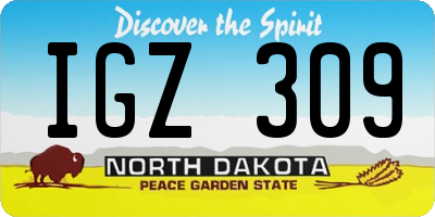 ND license plate IGZ309