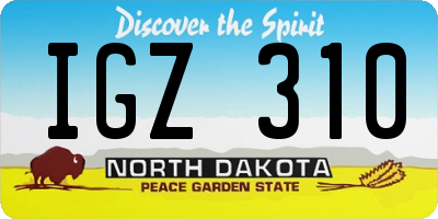 ND license plate IGZ310