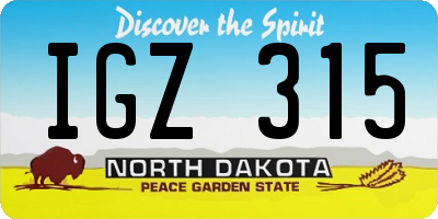 ND license plate IGZ315
