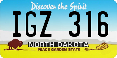 ND license plate IGZ316