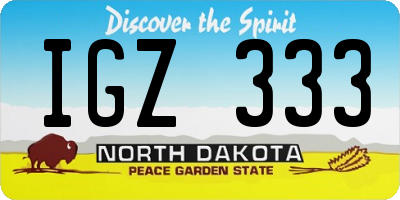 ND license plate IGZ333