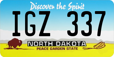 ND license plate IGZ337