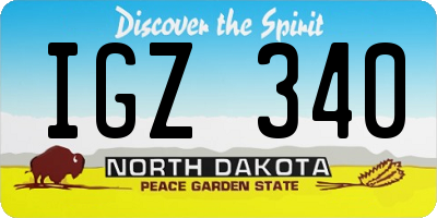 ND license plate IGZ340