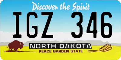 ND license plate IGZ346
