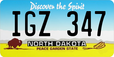 ND license plate IGZ347