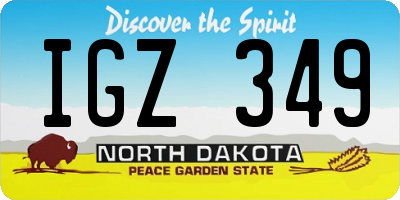 ND license plate IGZ349